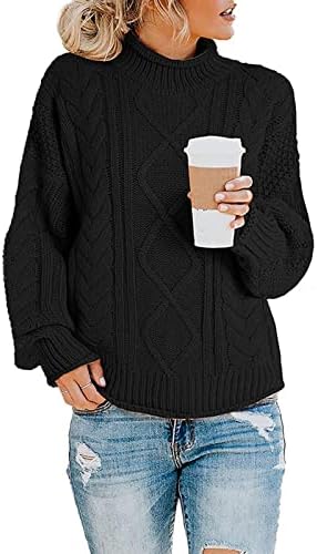 Fragarn женски обичен долг ракав со долги ракави плетен џемпер зимски есенски џемпер џемпер џемпер џемпер џемпер