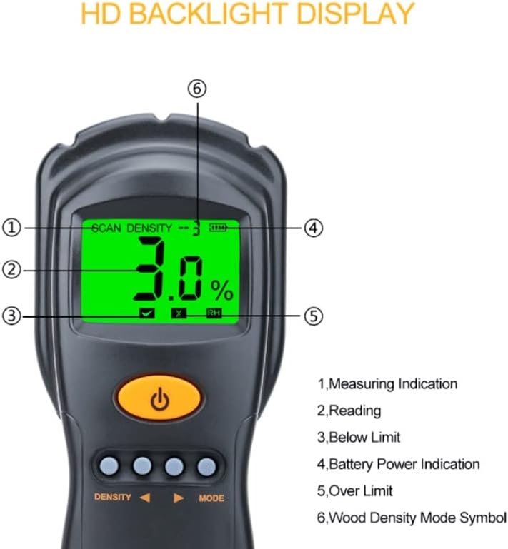 Мерач на дигитален хигрометар Quanjj за тестер за влажност на дрва/картонски граѓани Брз и прецизно мерење на микробранови LCD дисплеј