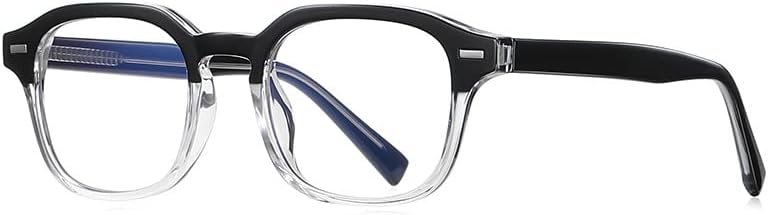 Очила за читање Resvio за мажи Ретро плоштад TR90 Рачно изработени читатели црни транспарентни