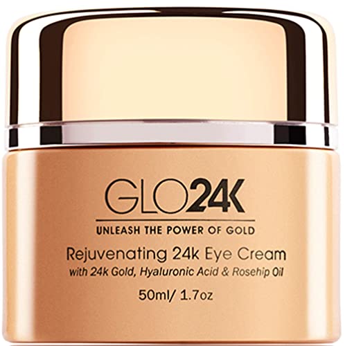 Glo24k подмладувајќи 24K крем за очи и серум со 24K злато, хијалуронска киселина, витамини А, Ц, Е