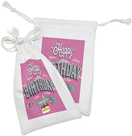 Амбесон Роденденска Торбичка За Ткаенини Од 2, Прослава Посакува Тематска Типографија Заедно Со Торта И Парче Свеќа, Мала Торба