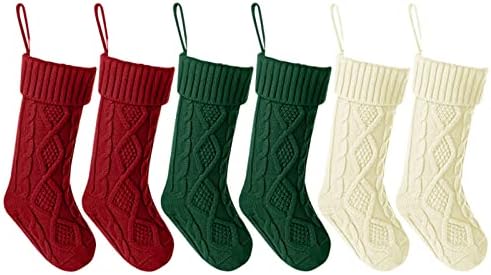 Класик во близина на време Класик 6 пакувања плетени божиќни чорапи плетени декорации за порибување рустикални фарми за порибување