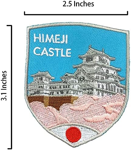 А -Оно - Везници за замокот Химеџи Шилд+Јапонија со знаме на знаме и лаптоп, бела замок замок, амблем за замокот, јапонски знаме