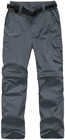 Конвертибилни панталони за пешачење на момчето, лесен сув панталони за деца, млади на отворено UPF 50+ обични панталони со товар
