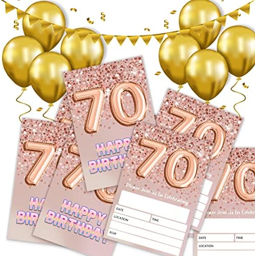 70-Ти Роденденски Покани Роденденска Забава Со Розово Злато, 70 Роденденски Покани За Девојчиња, Прослава На Забава, Материјали