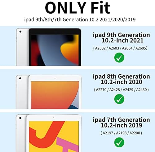 Кенке случај за iPad 9 -ти/8 -та/7 -та генерација 10,2 инчи, лесен трифолд штанд паметен случај со држач за моливи, мек TPU