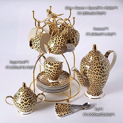 Н / А Леопард Печатење Кина Кафе Сет Чај Сет Порцелан Тенџере Чаша Керамички Чаша Керамички Чаша Шеќер Крем Чај Пијалоци |