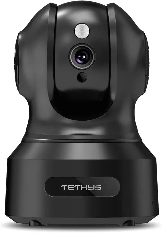 Безжична безбедносна камера Tethys 1080p затворен [Работа со Alexa] PAN/TILT WiFi Smart IP камера Систем за набудување на купола