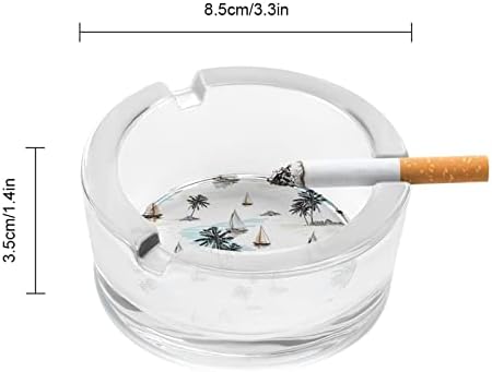Пепелници за цигари кокос палми кристално стакло од стакло од пепел пушејќи го држачот за пепел за домашна канцеларија табела