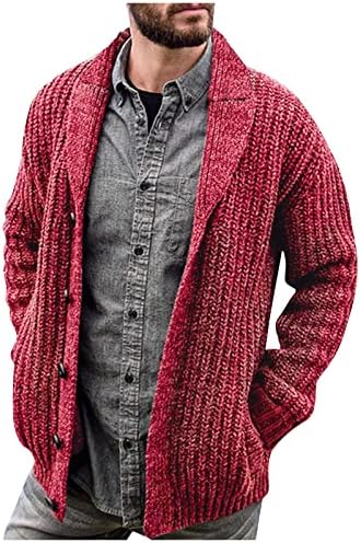 Јакни за мажи кардиган Европа и Америка цврста боја со долга ракав тенок фит плетен џемпер -палто јакни