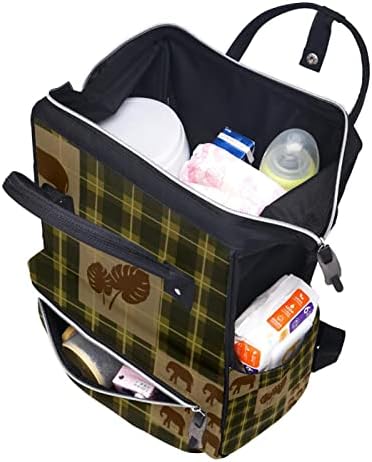 Шкотска карирана проверка шема на слонови торба за пелена ранец за бебиња за менување торби со повеќе функции со голем капацитет