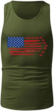 Резервоар на 4 -ти јули за мажи, американско знаме Патриотски спортски елек без ракави, летен тркачки тренинг салата за салата