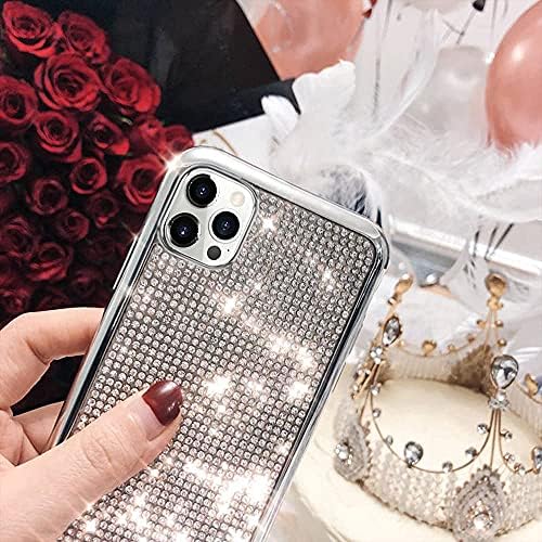 Luvi компатибилен со симпатична iPhone 13 Pro Bling Diamond Case Glitter за жени 3D Rhinestone Crystal Sparky Sparkly Protective