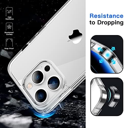 Џетех Случај за iPhone 14 Pro Max 6,7-Инчен, Непожолтен Капак На Телефонскиот Браник Отпорен На Удари, Анти-Гребење Јасен Грб
