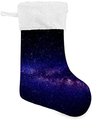 Божиќни чорапи Виолетова starвездена небо галаксија мистерија бела плишана манжетна мерцеризирана кадифена семејна празник персонализиран