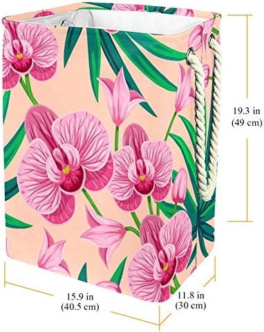 Нехомер Палма Лисја И Орхидеи Цвеќиња 300д Оксфорд Пвц Водоотпорна Облека Ја Попречуваат Големата Корпа За Перење За Ќебиња
