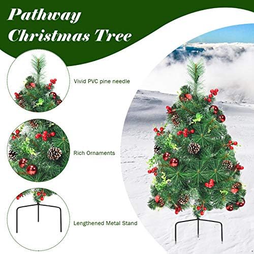 Најдобро доверлив 24-инчен патека елка сет од 2, мини новогодишна елка со напојување со батерии w/ 30 LED светла, 8 режими на