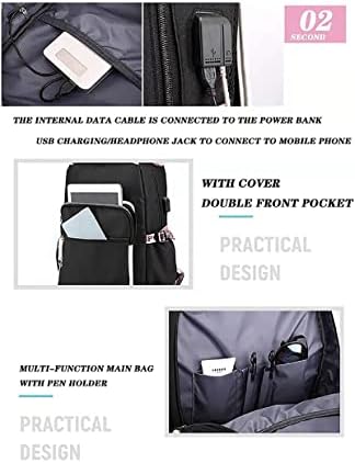 MQUN ранец лаптоп торбичка торба Мажи жени со USB полнење и порта за слушалки Обичен ранец на отворено ранец