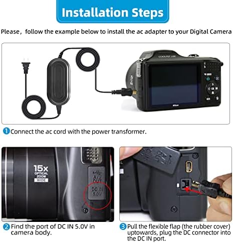 Комплет за адаптер за напојување со AC за замена на AC за Nikon Coolpix L840, L830, L820, L810, L340, L330, L320, L310, L120,